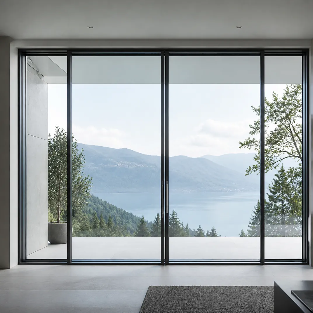 Panoramic glazing with a MAR&PET aluminium sliding system