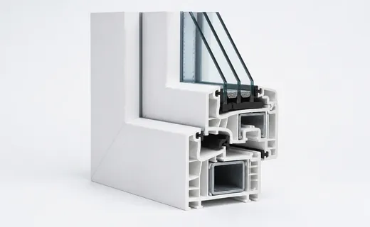 Eighty-millimetre PVC profile section photographed in studio